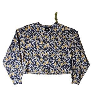 VANS Deco Ditzy Cropped Pullover Crew Fleece Flower Print Large